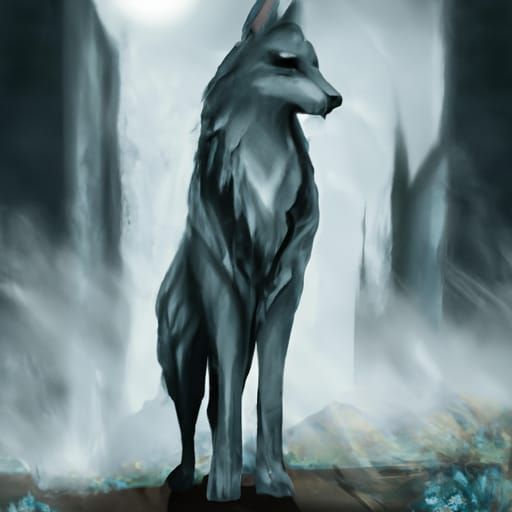Mystical Wolf with Nature Elements in Goth Style