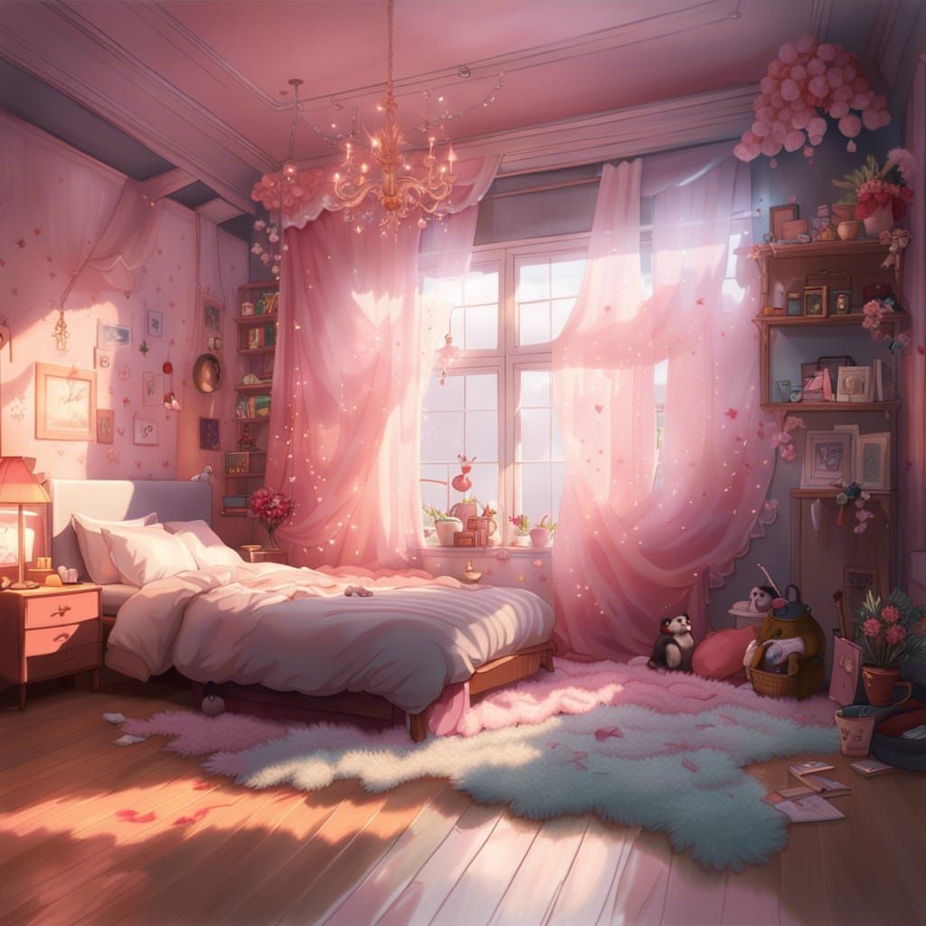 Anime Room in 3D with Tulle Decoration