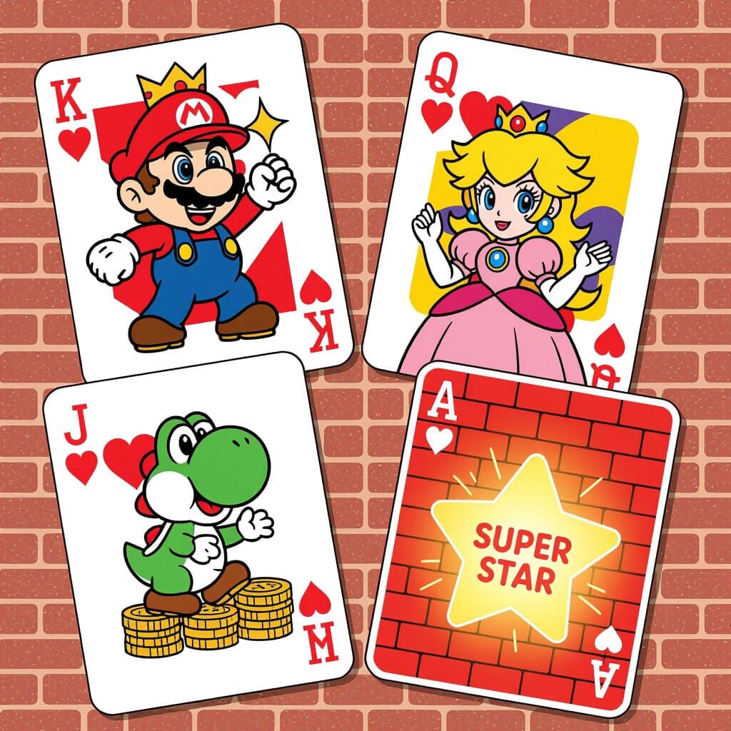 Nintendo Character Playing Cards in Anime Kawaii Style