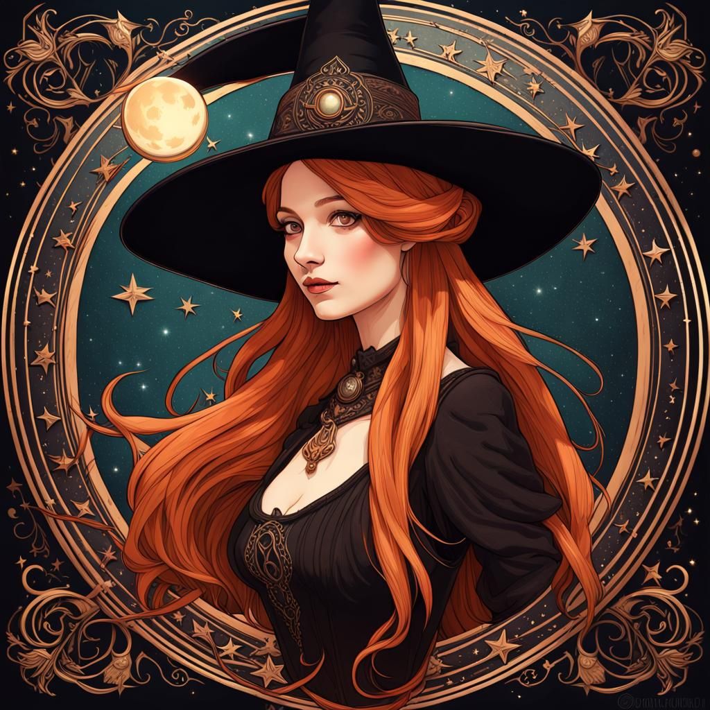 Victorian Witch in Art Nouveau Style