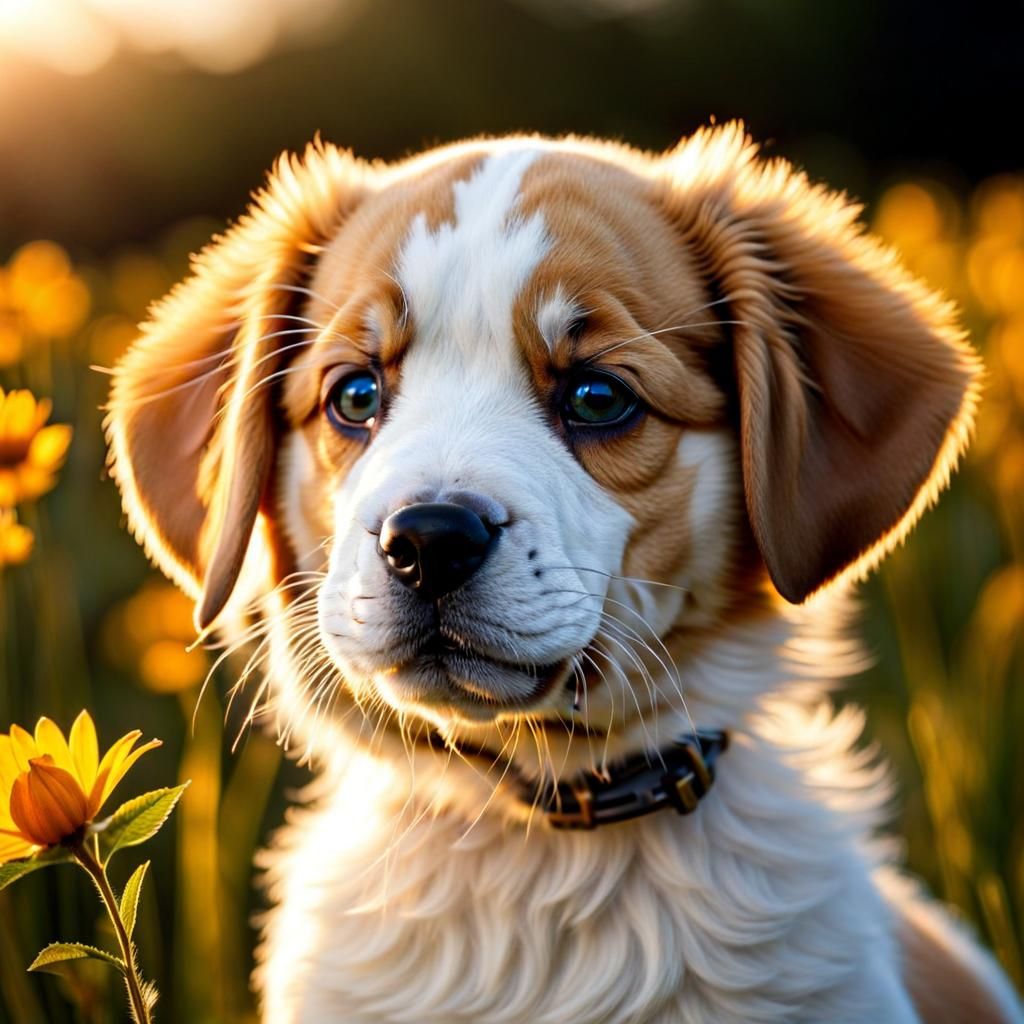 Joyful Puppy Radiating Light, Hope and Nobility