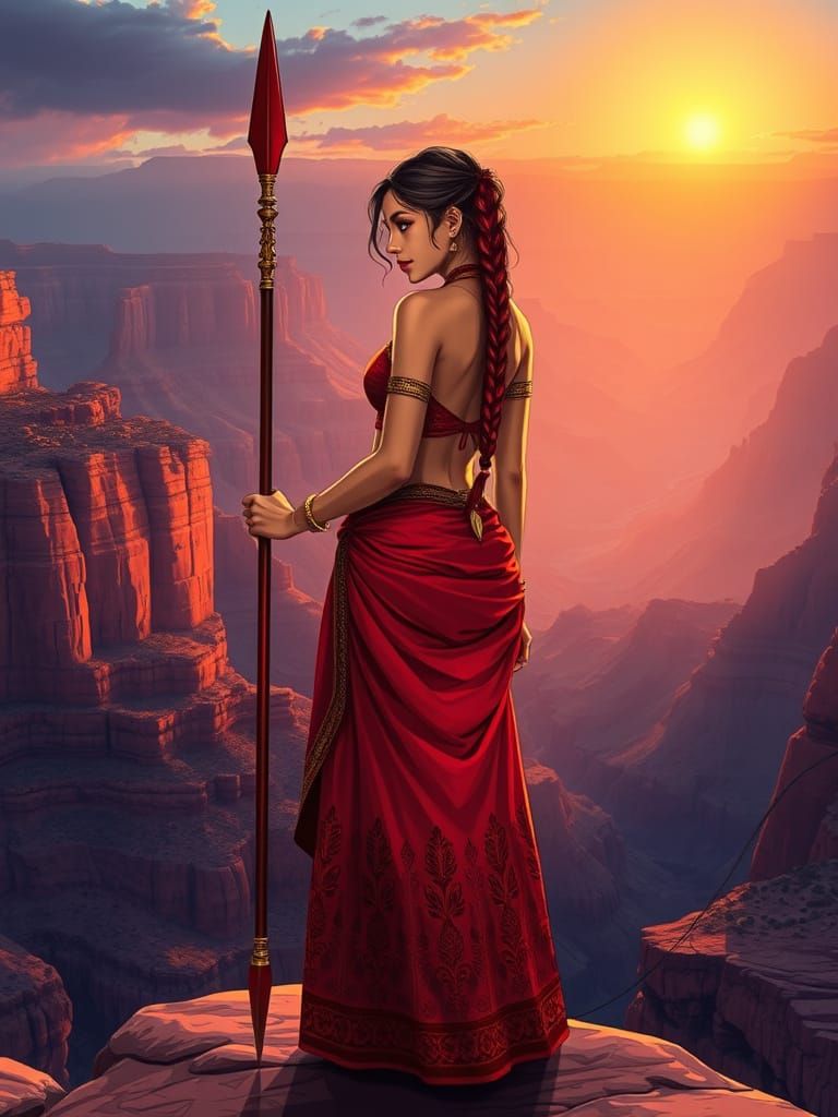 Statuesque Indian Warrior Maiden in the Grand Canyon