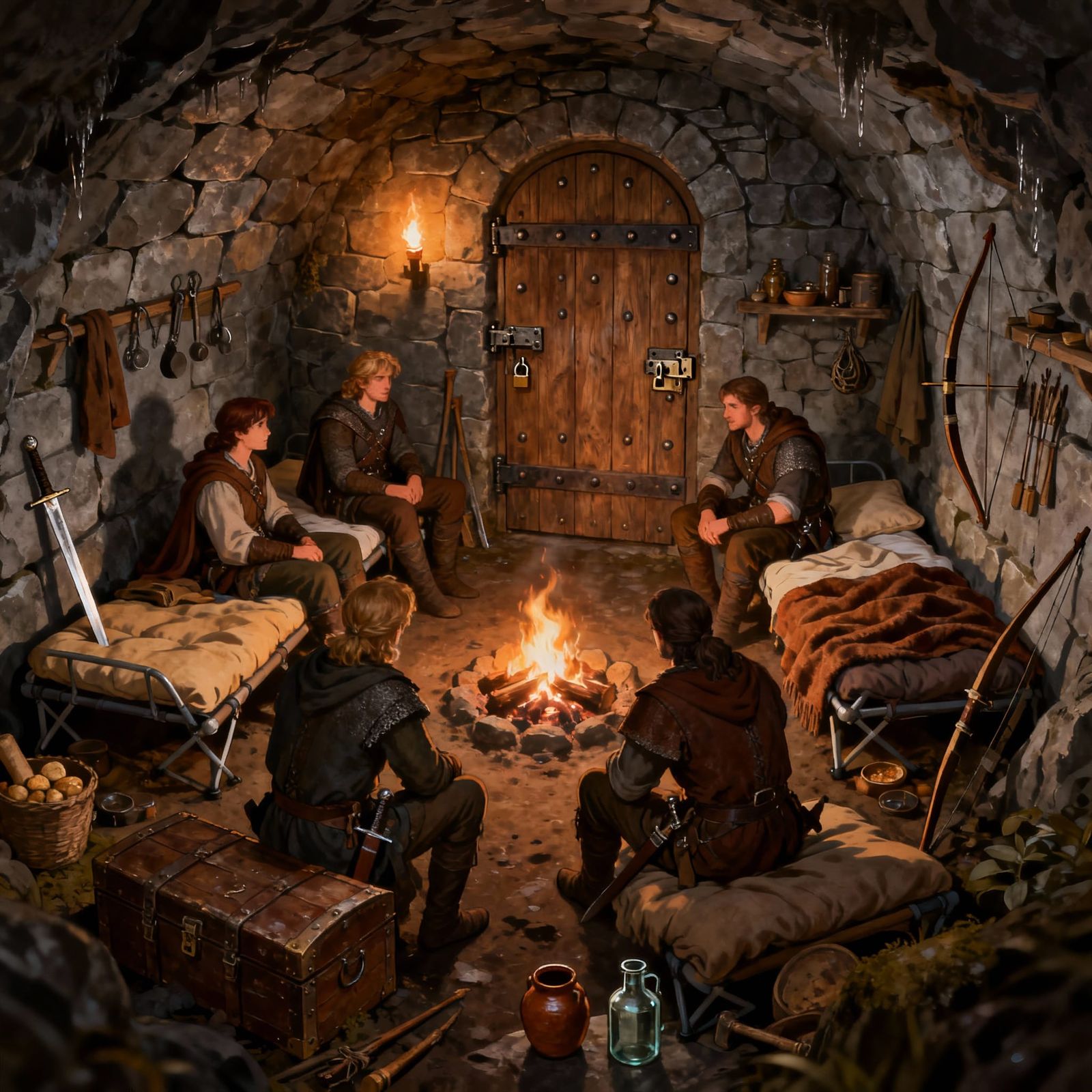 Cozy Underground Adventurer Hideout with Hearth