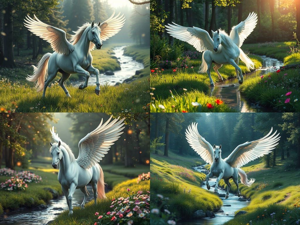 Majestic Pegasus Soars Over a Verdant Forest