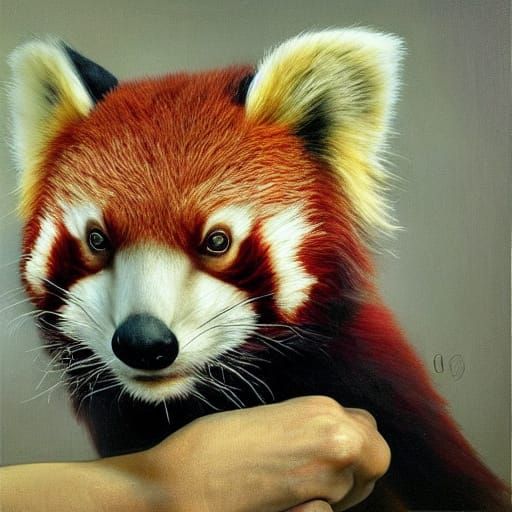 Red Panda in Collective Farm Amidst Propaganda Art