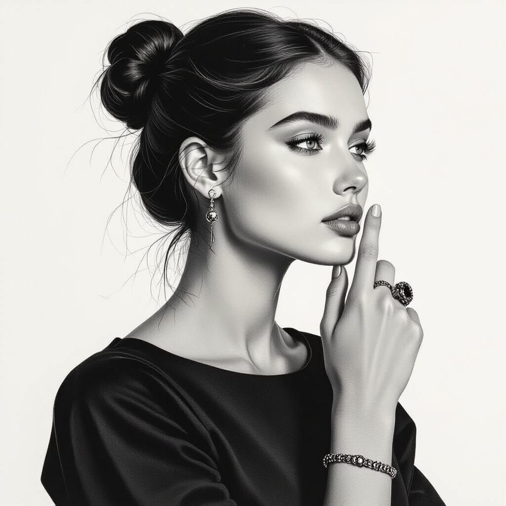 Graphite Sketch of a Beautiful Young Woman