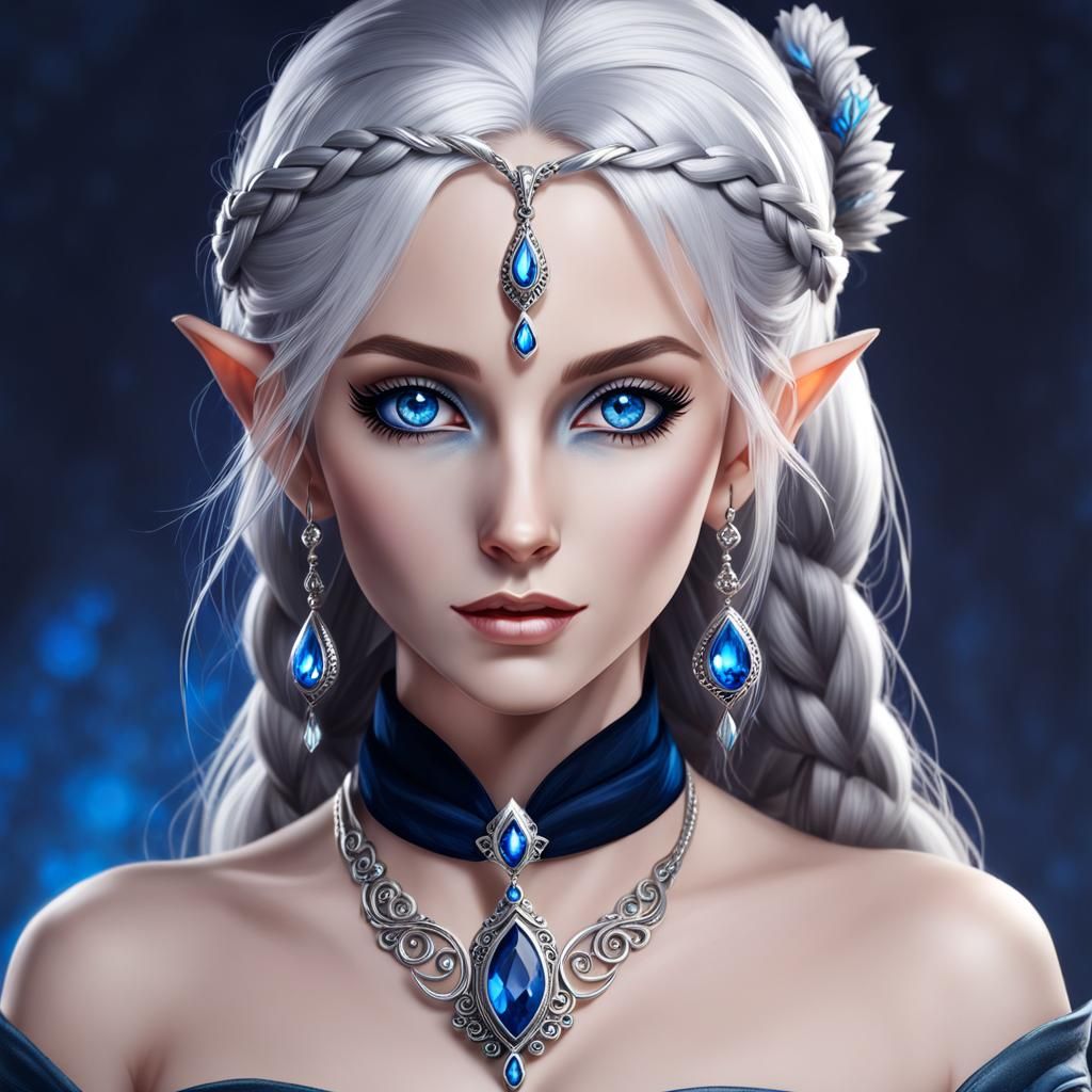 Drow Elf Sorcerer with Sapphire Pendant