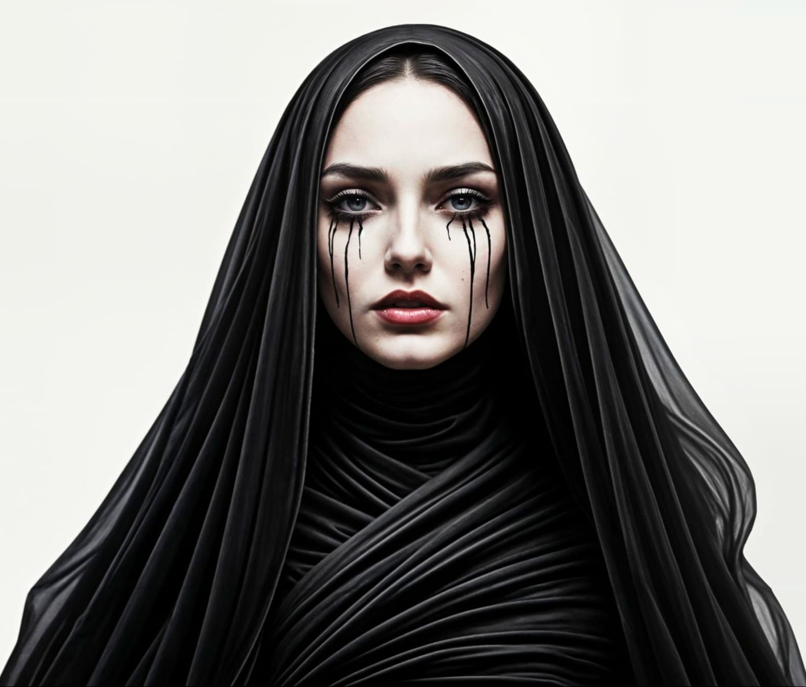 A Woman in Elegant Mourning, in Pop Art Style
