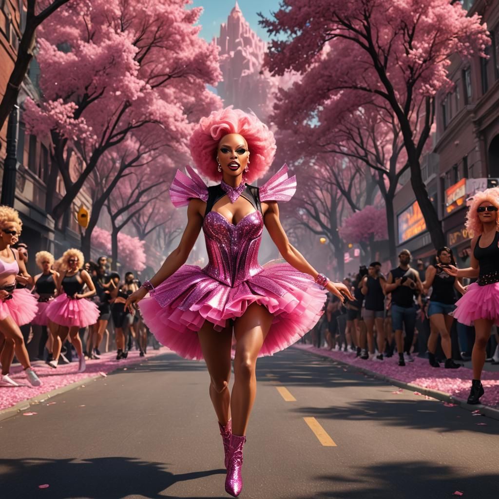 Figure in Pink Tutu: Detailed Matte Painting