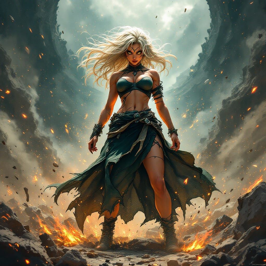 Vigilant Anime Warrior Dominates Battle-Scarred Arena