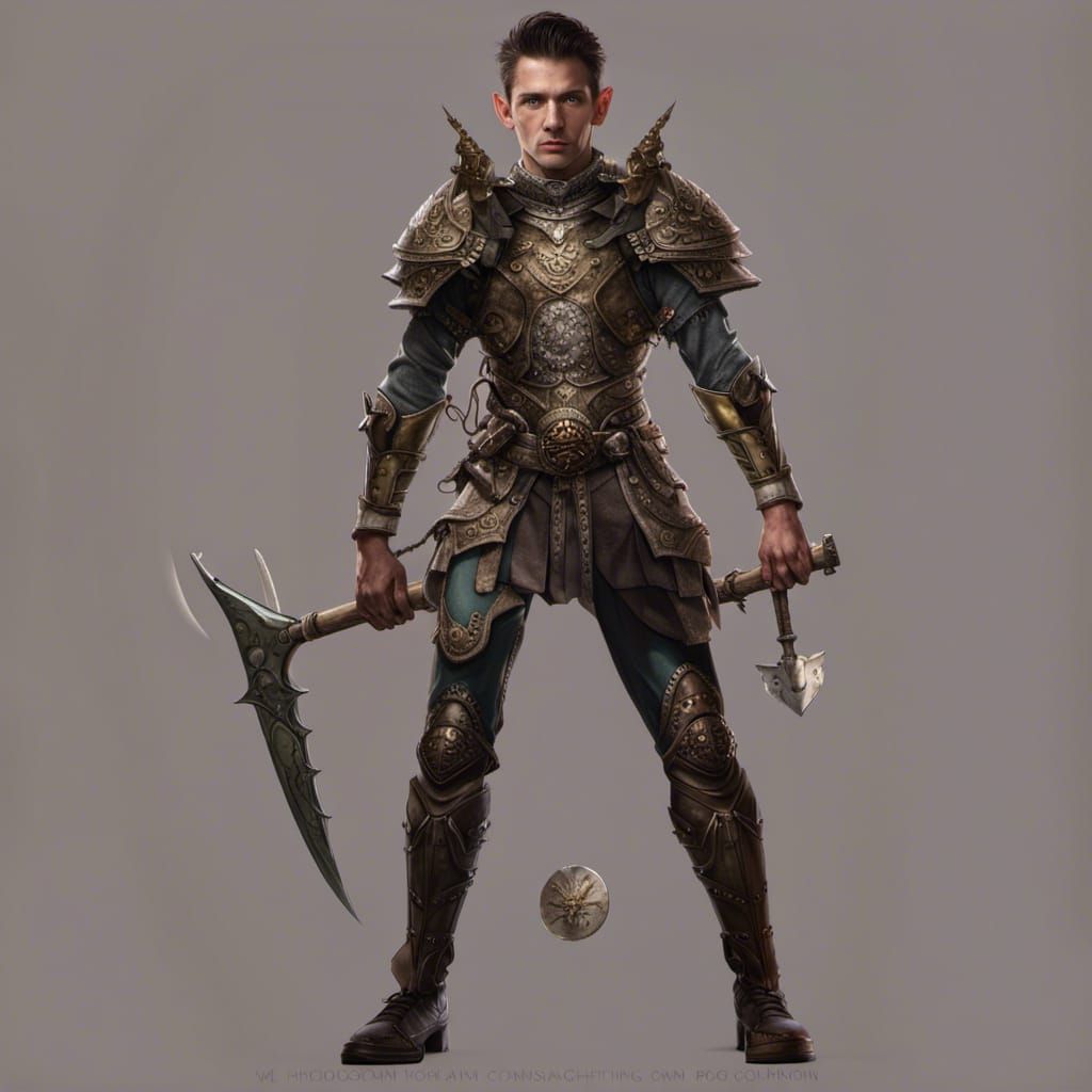 Fantasy Scene with Dragon, Elf, and Dwarf