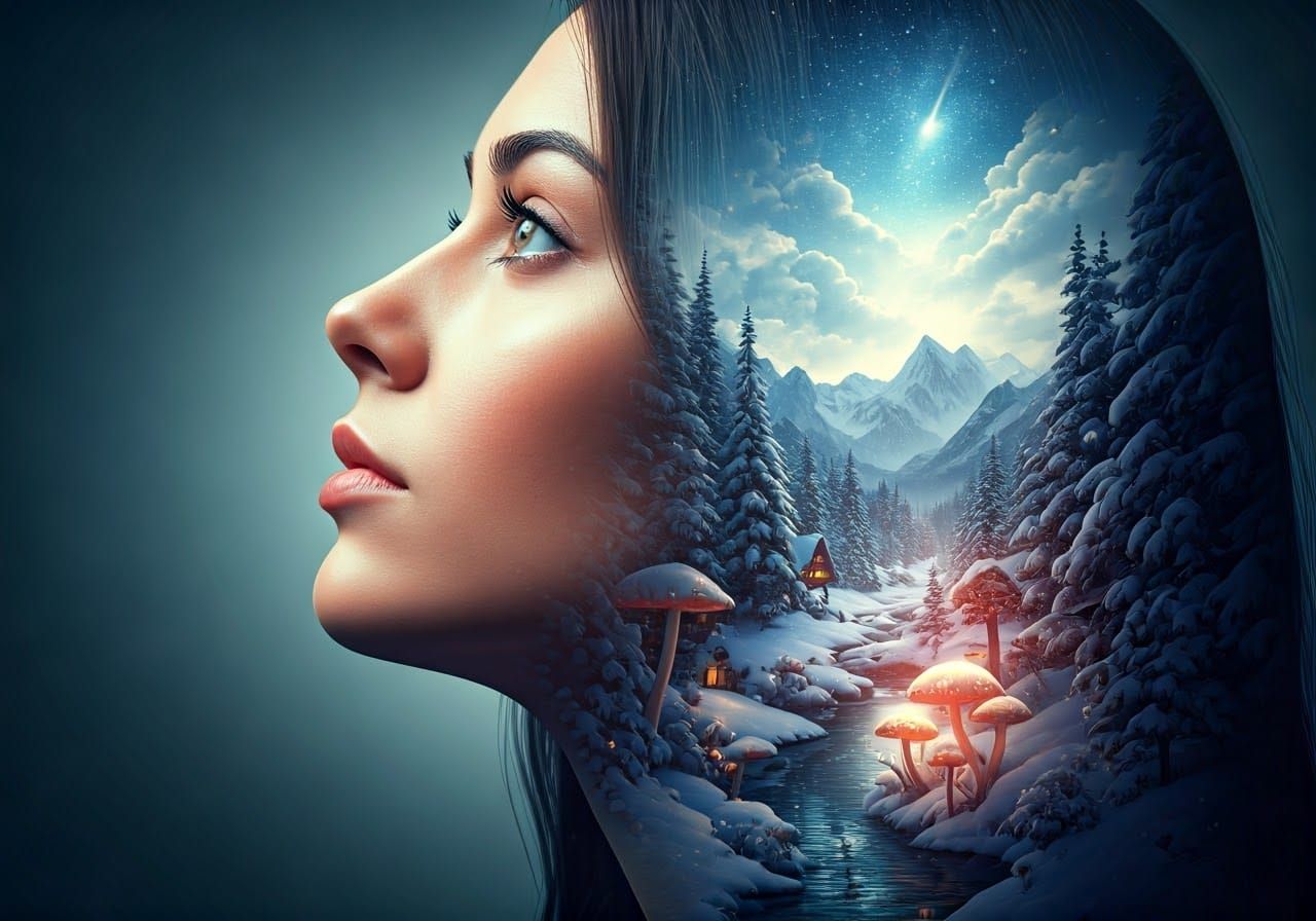 Ethereal Fantasy Beauty in Winter Wonderland