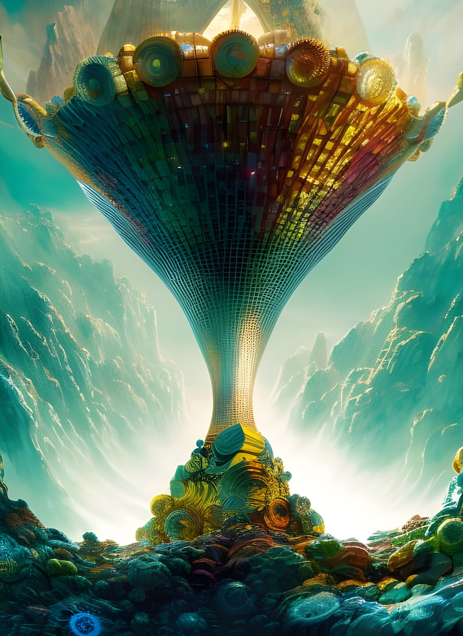 Intricate Geometric Abstract: A Polychromatic Masterpiece