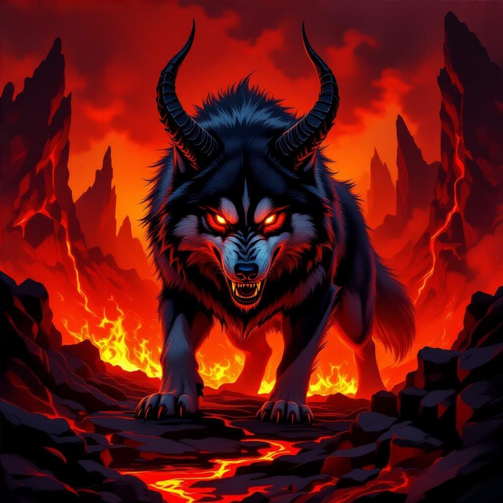 Demonic Husky in Hellish Inferno