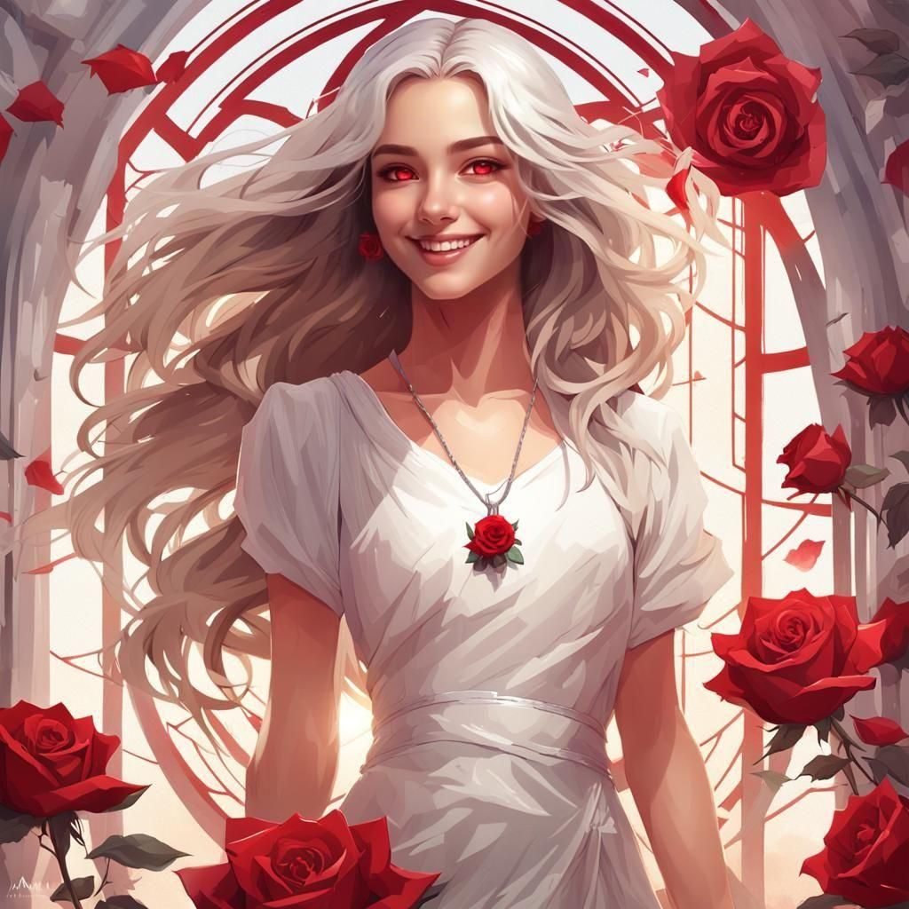 Malicious Girl with Ruby Eyes, Hyperdetailed Portrait