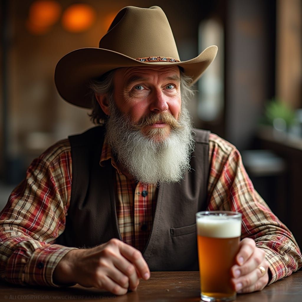 Hank Williams Jr. Posing with Hat and Beard