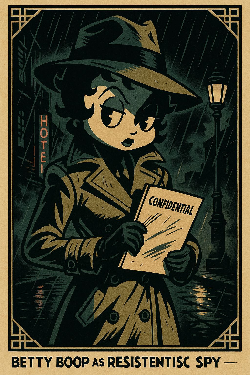 Betty Boop as Noir Resistance Spy