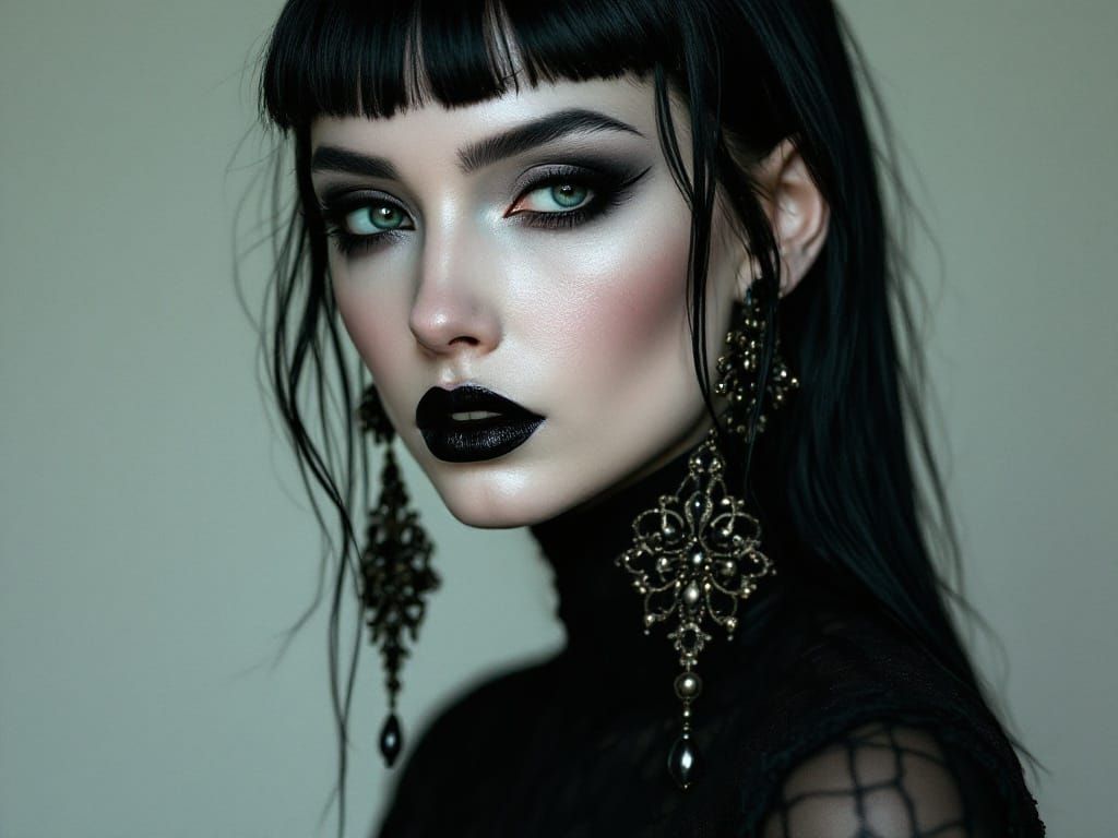 Dramatic Portrait of Skarlet in Film Noir Style