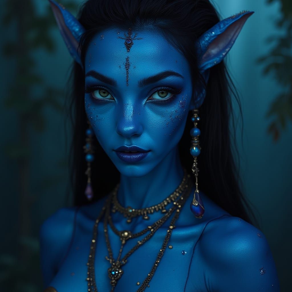 Majestic Na'vi Woman in a Painterly Style
