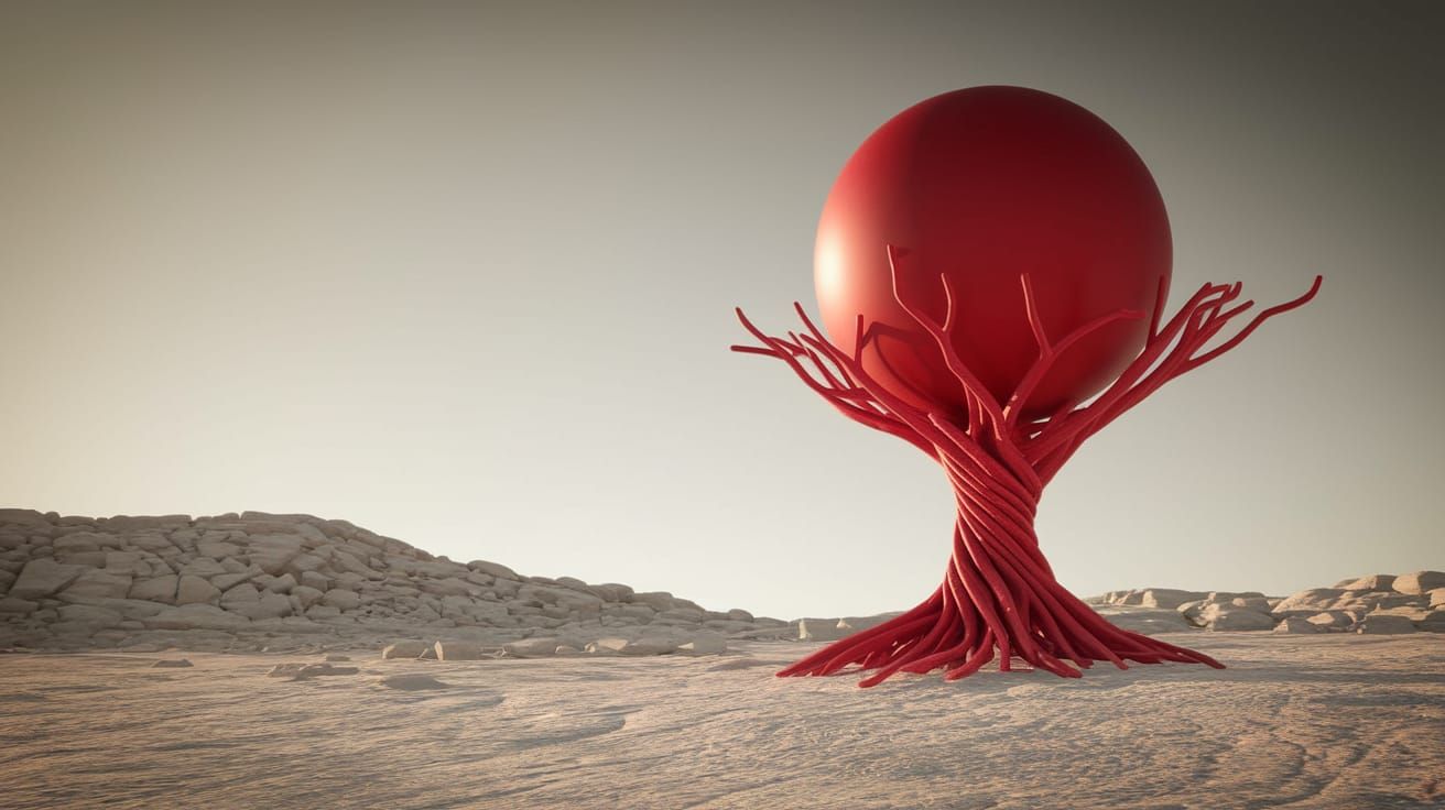 Surreal Red Desert Oasis