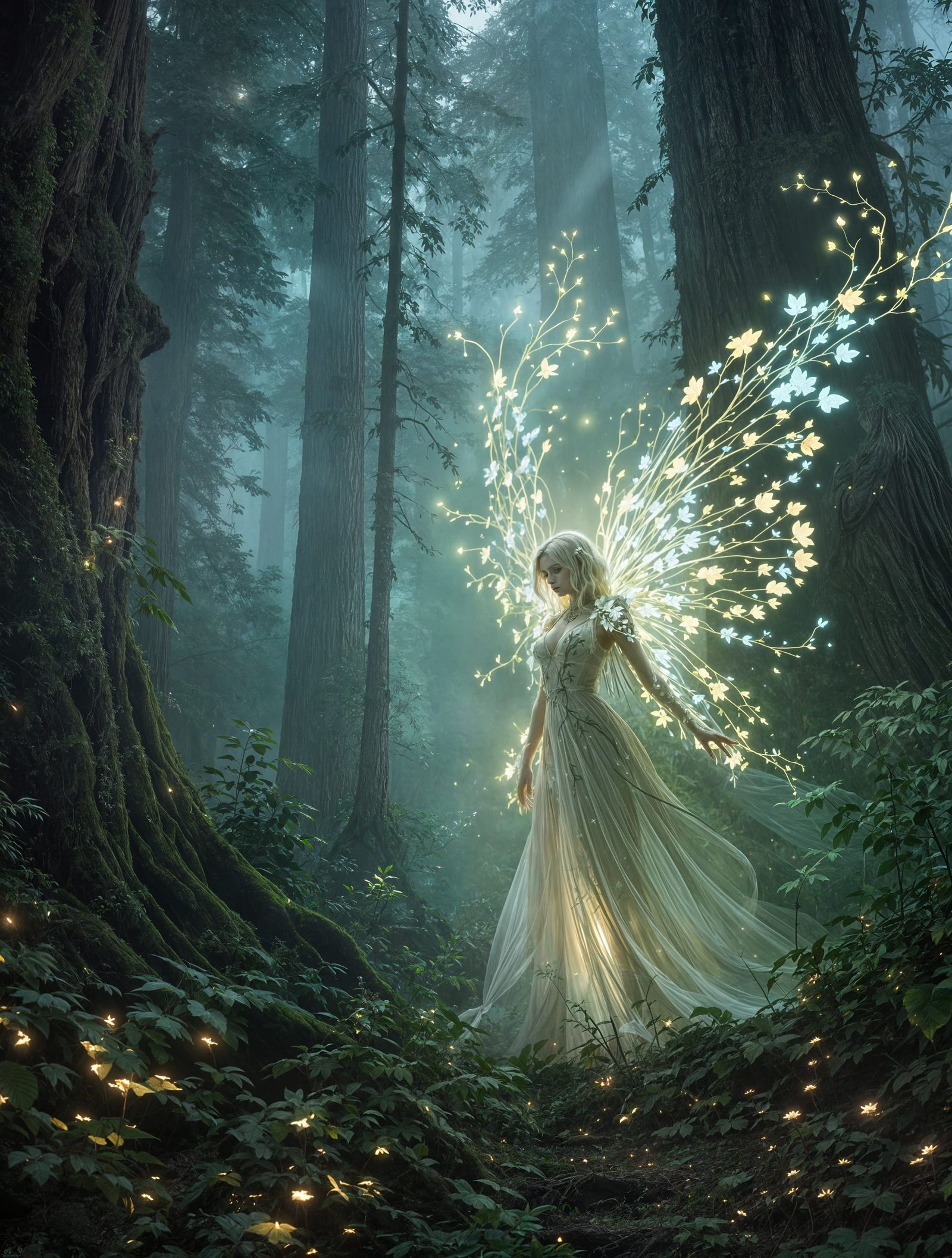 Spectral White Spirit Bear Endures in Redwood Forest Sanctua...