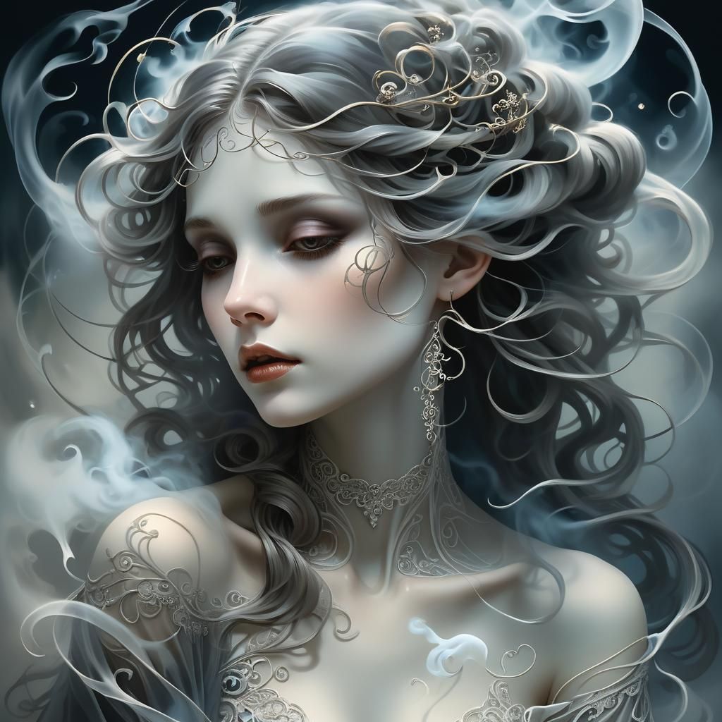 Ethereal Ghostly Figure in Gothic Romanticism Style