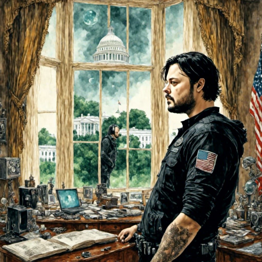 Alien in UFO over White House: Rockabilly Style