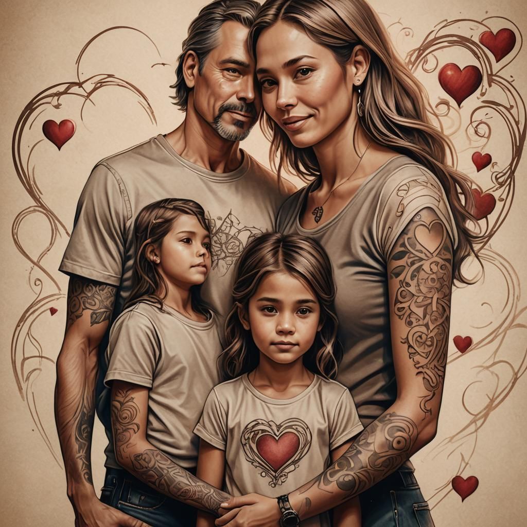 Realistic Family Tattoo Design in Digital Art