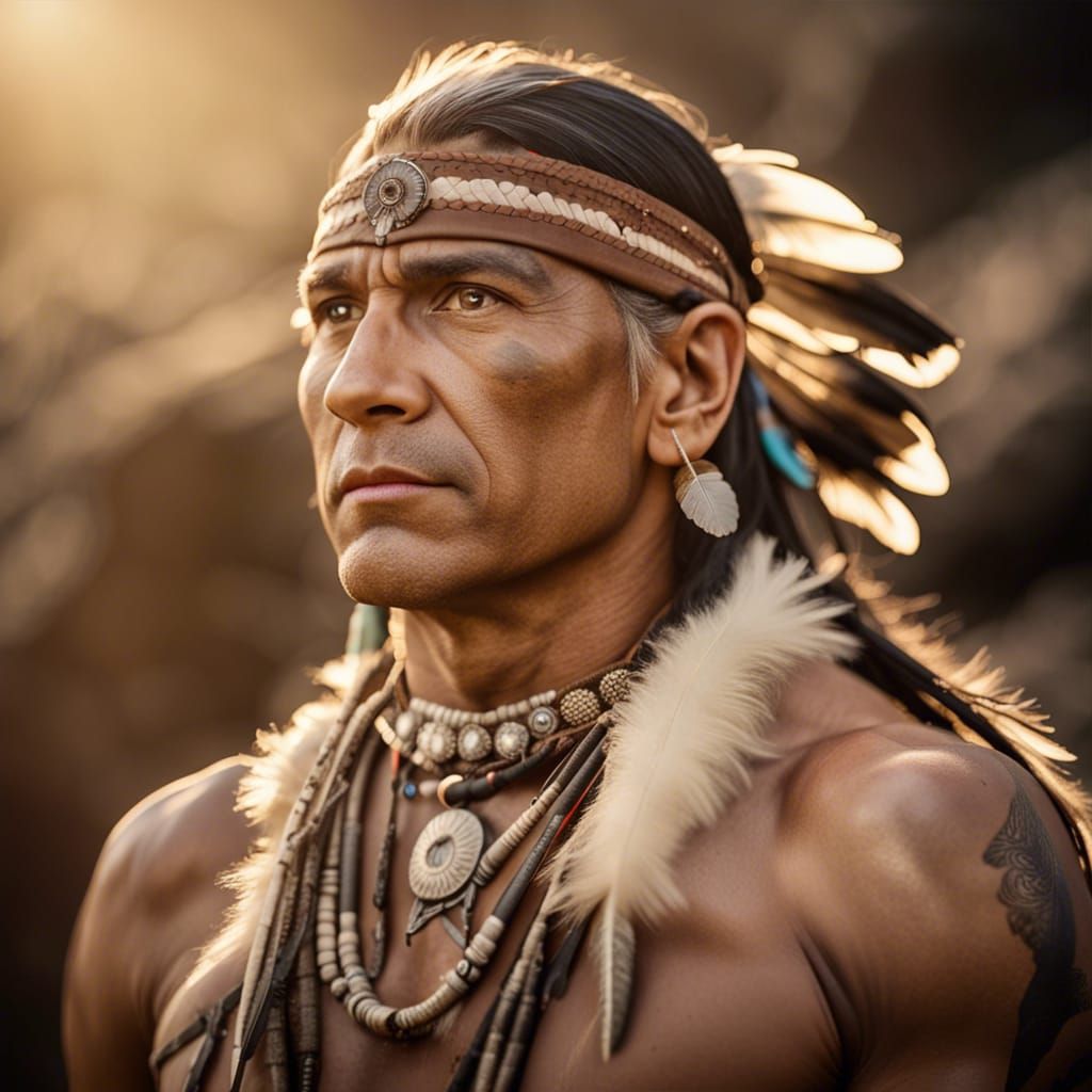 Picture of Silvester Stalone as a muscular native american i...