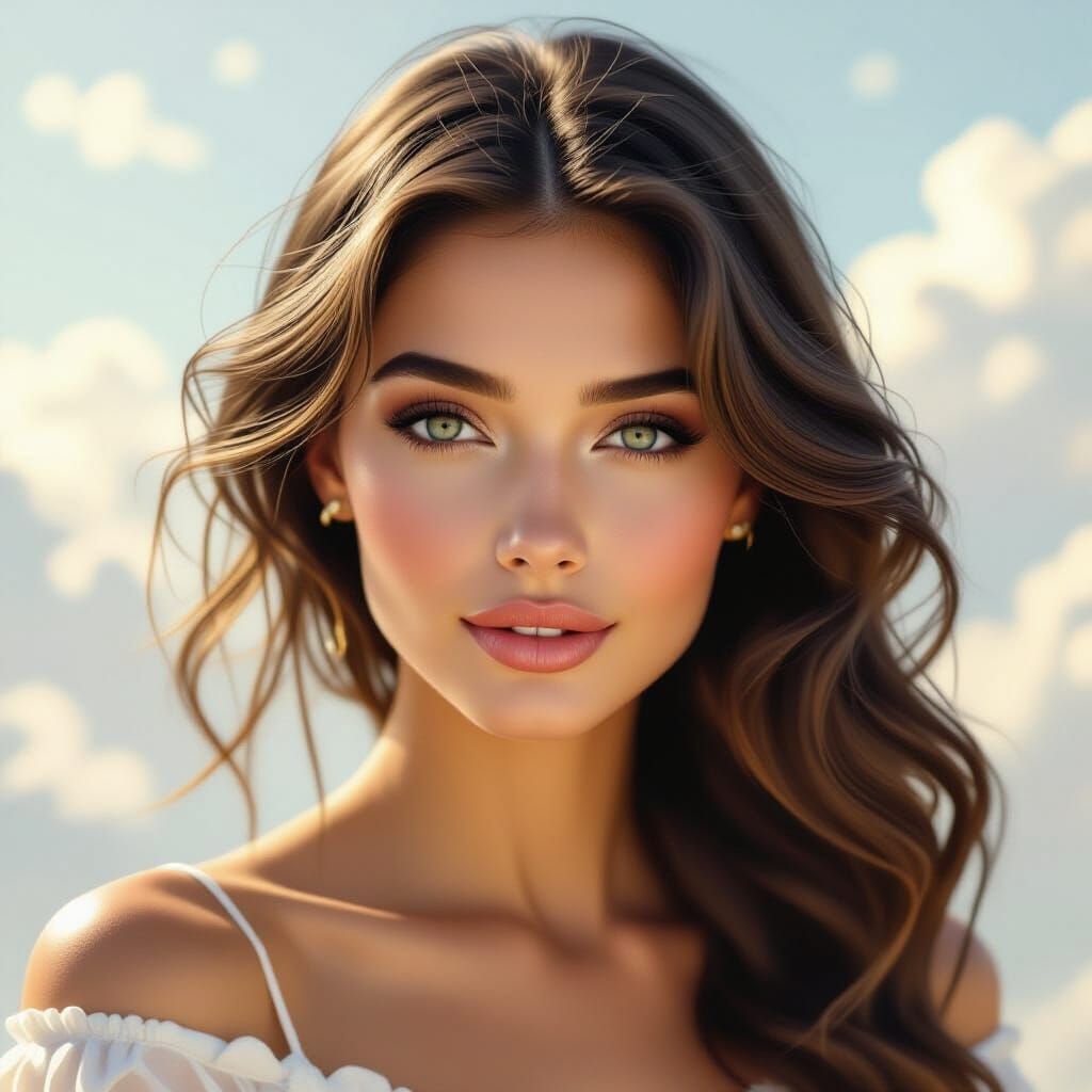 Ethereal Woman of Perfect Beauty in Angelic Light