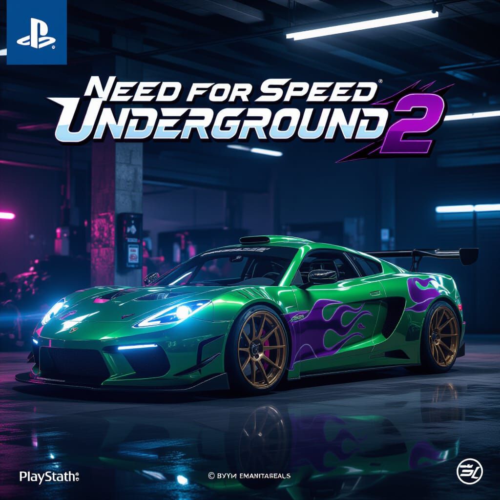 Need for Speed Underground 2 Car Art in Neon Garage