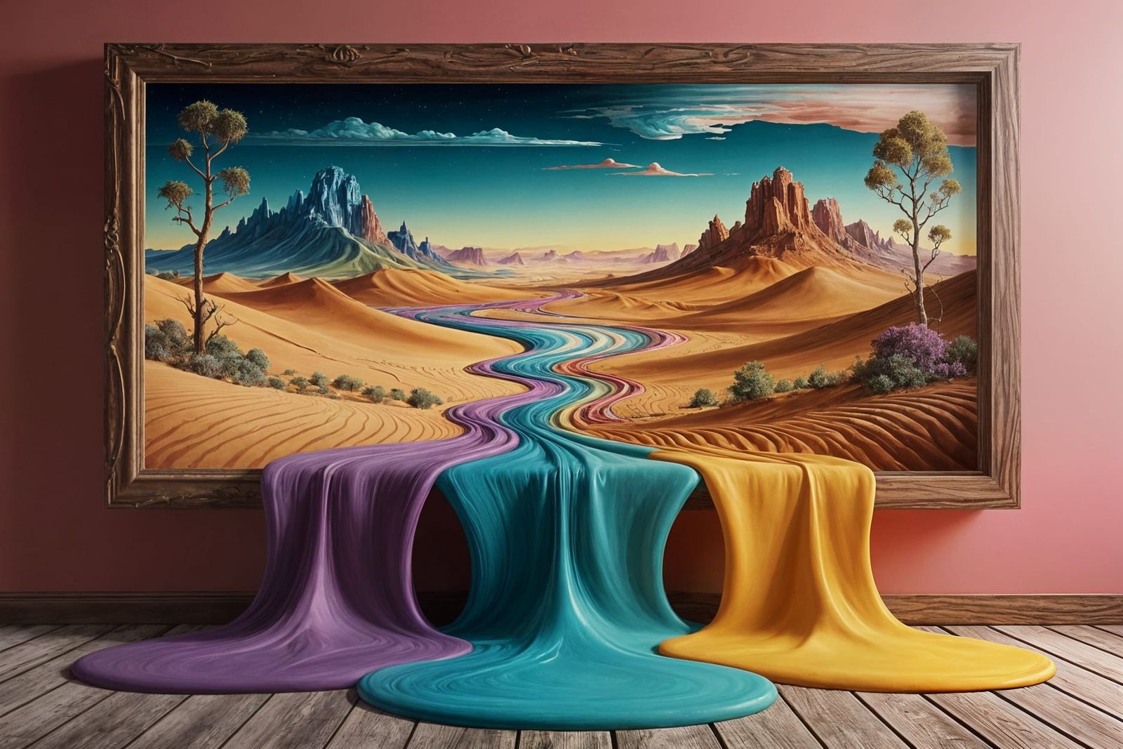 Surreal Dye Landscape Unfolds in a Dreamlike Scene