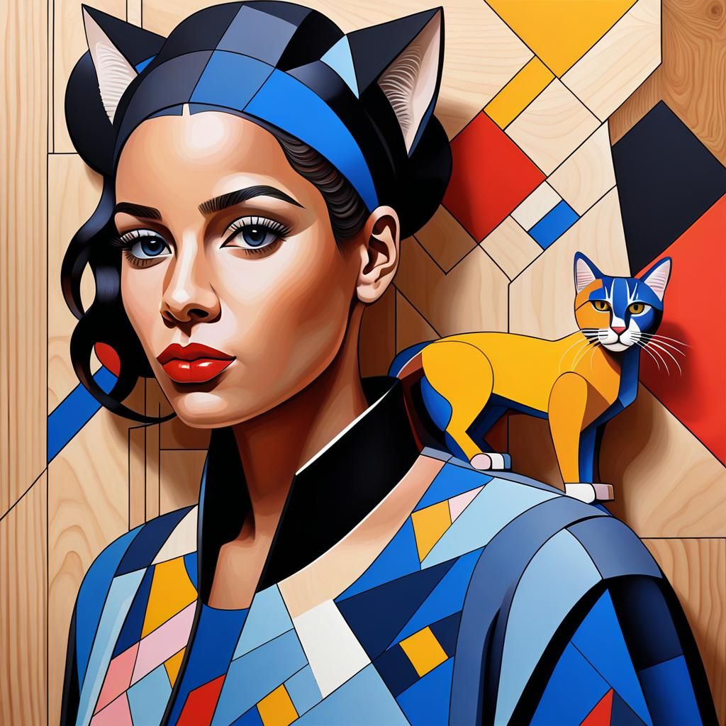 Cubist Catwoman Emerges from Geometric Abstraction