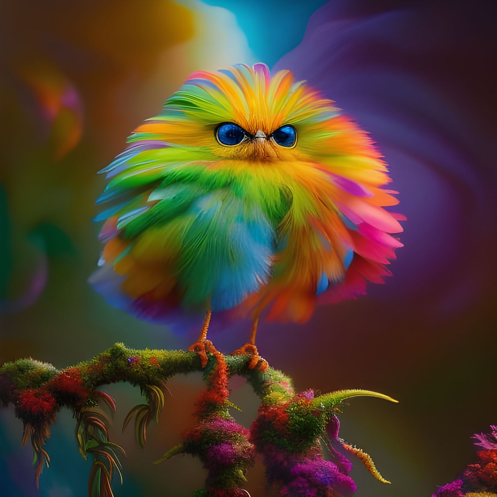 Psychedelic Cosmic Tweety Bird Portrait in Expressionist Sty...
