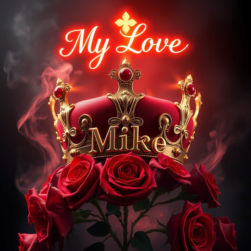 Regal Crown with Bold Lettering and Vibrant Smoke