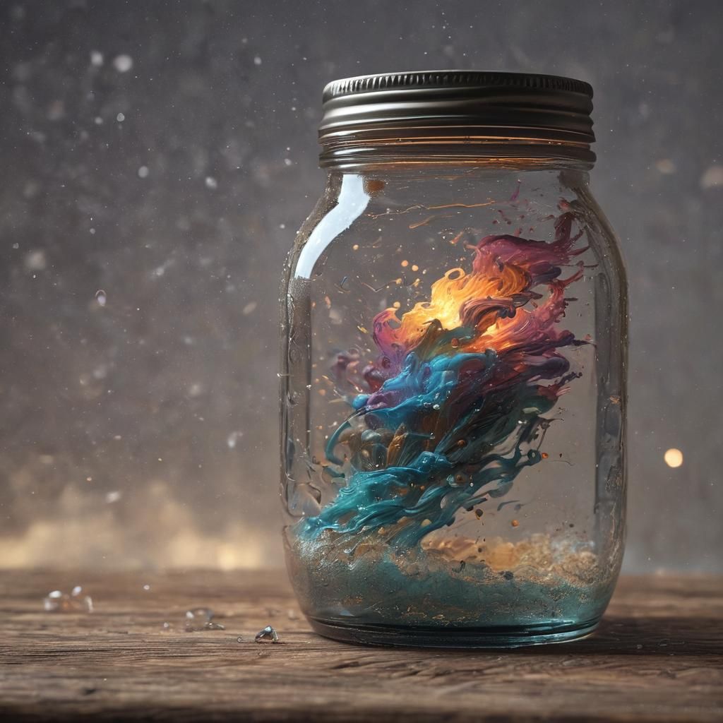 Storm in Ornate Mason Jar, Greg Rutkowski Style