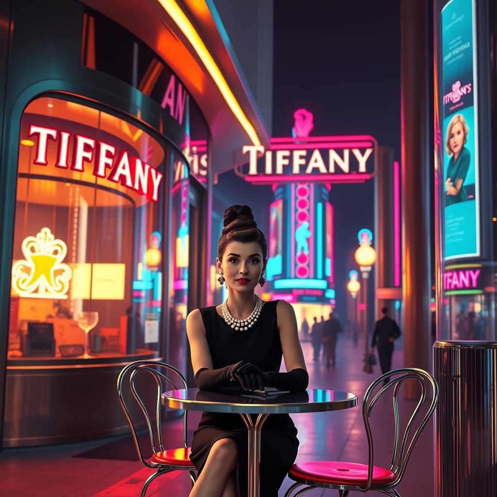 Audrey Hepburn in Retro-Futuristic Tiffany's Scene