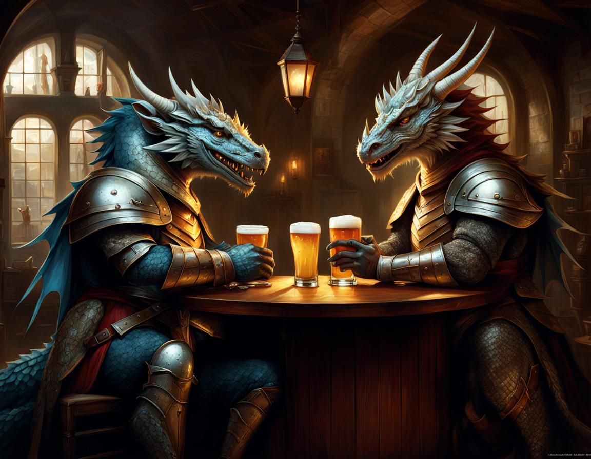 Dragon Knights Enjoying Happy Hour in Brewery