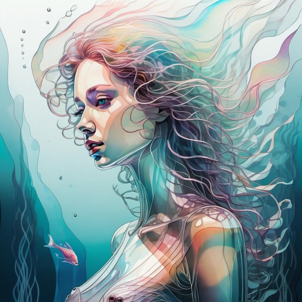 Glass Siren in Fantastical Underwater View