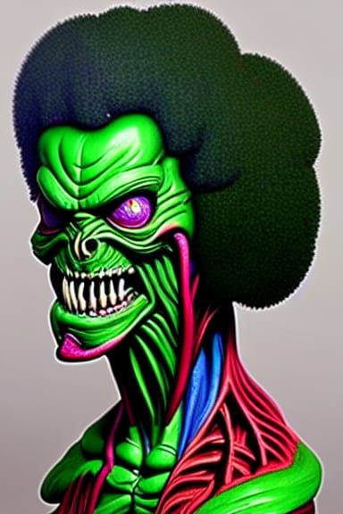 Muscular Demon in Hyperrealistic Biopunk Oil Painting