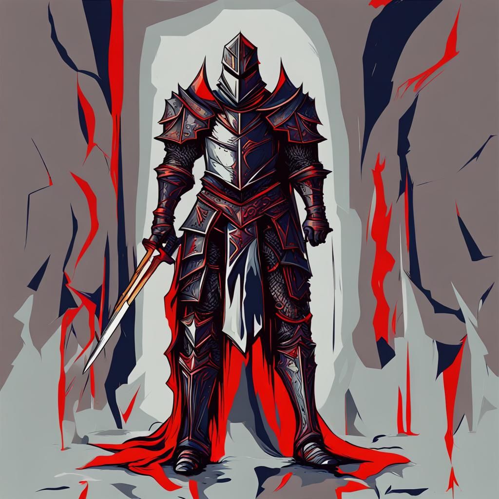 Abstract Evil Knight with Complementary Colors