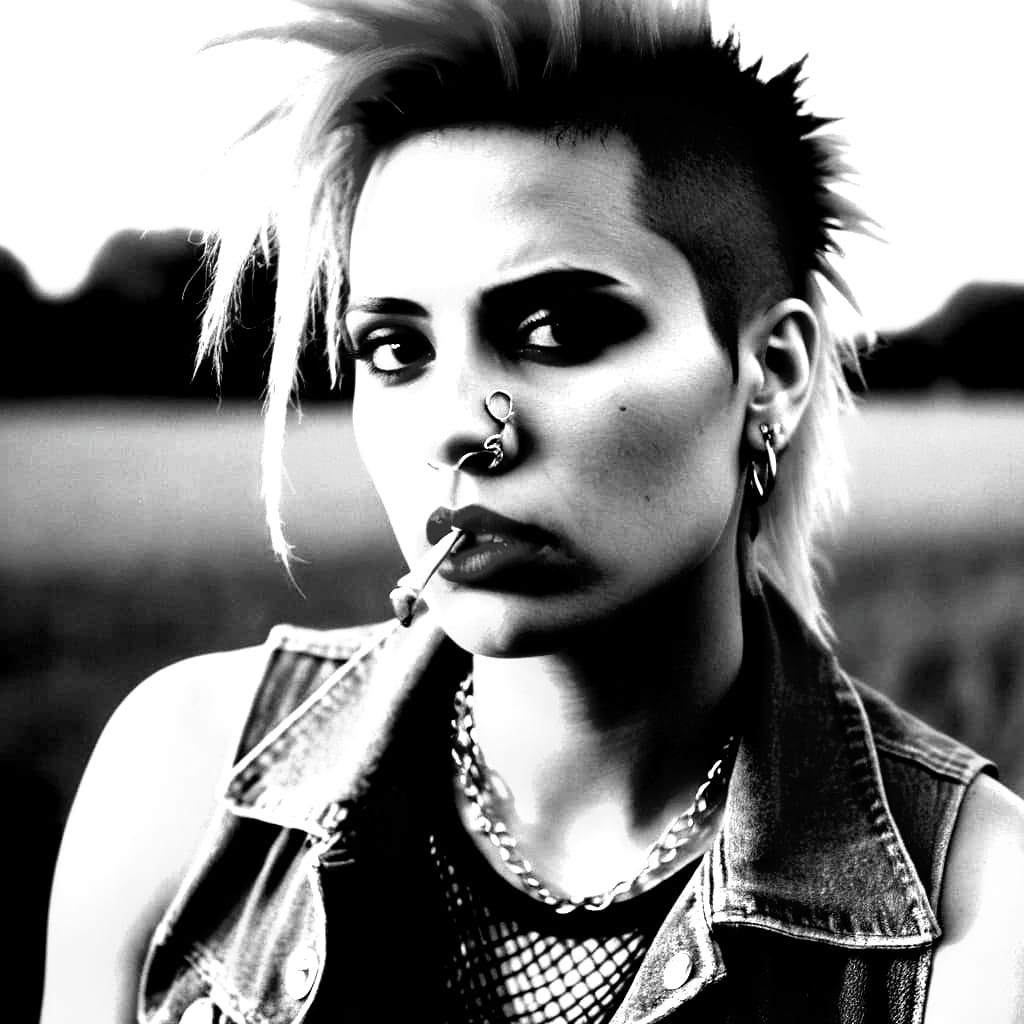 1980s Punk Girl with Liberty Spikes Hairstyle