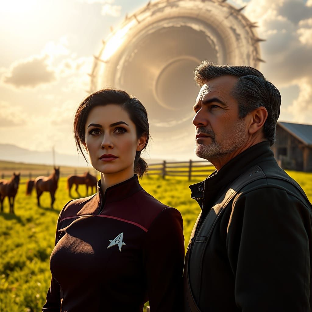 Starfleet Woman Contemplates Cosmic Event with Chilean Cowbo...