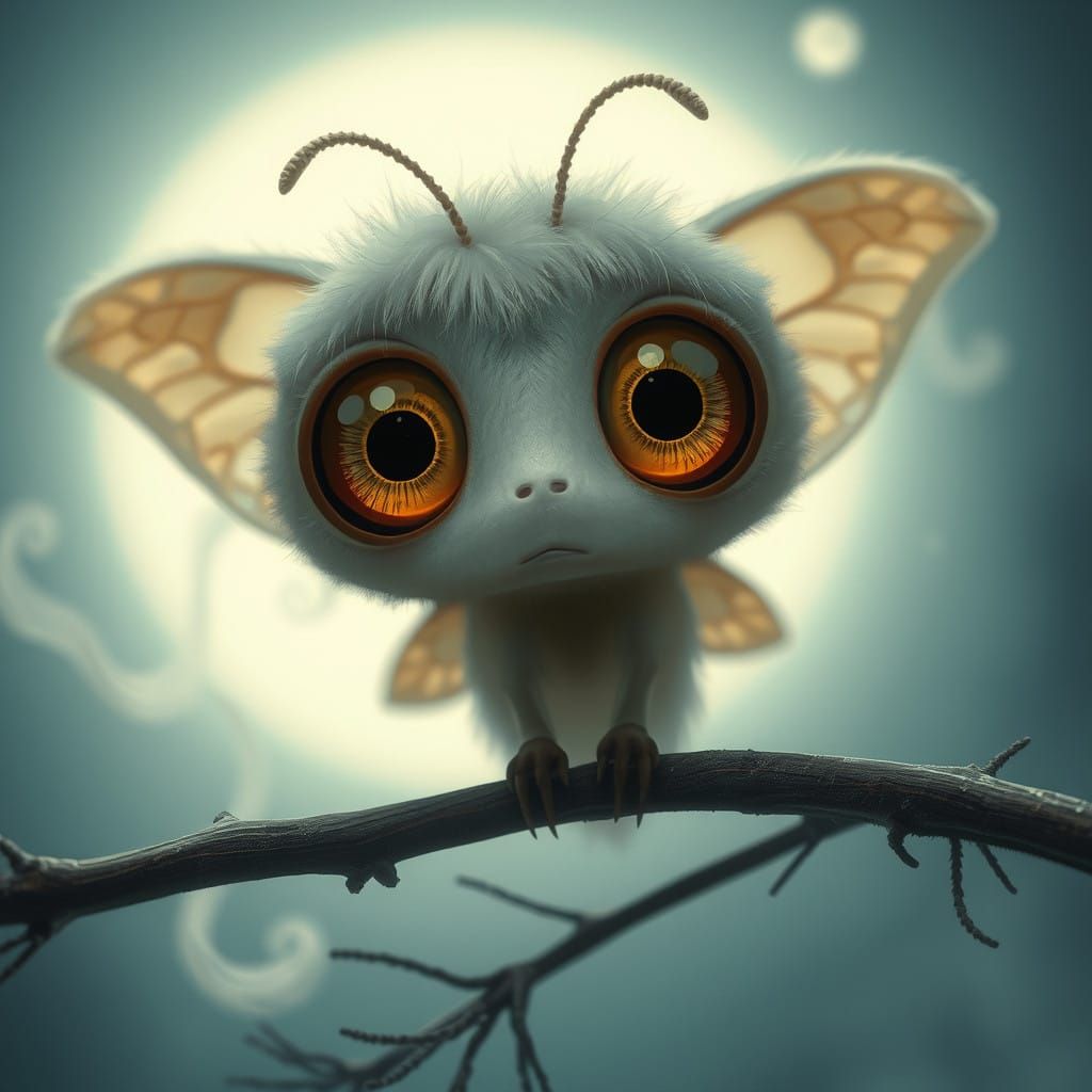 Ethereal Moonlit Moth Girl Basks in Fantastical Whispers