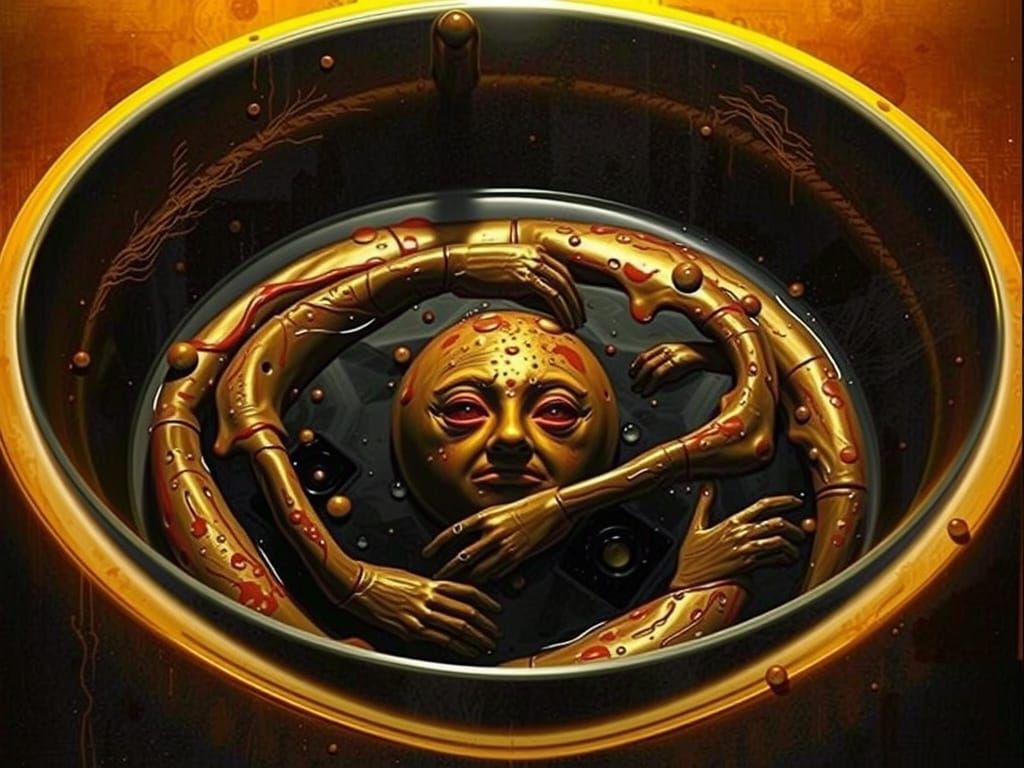 Surreal Goo Blob in Sink, Inspired by Visionary Art