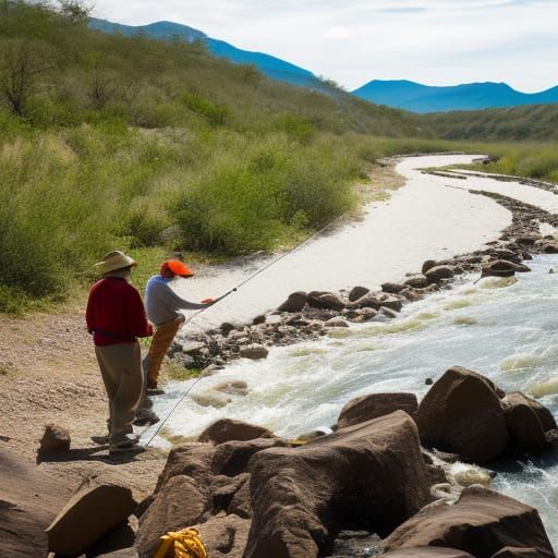 People Fishing on the Rio Grande River