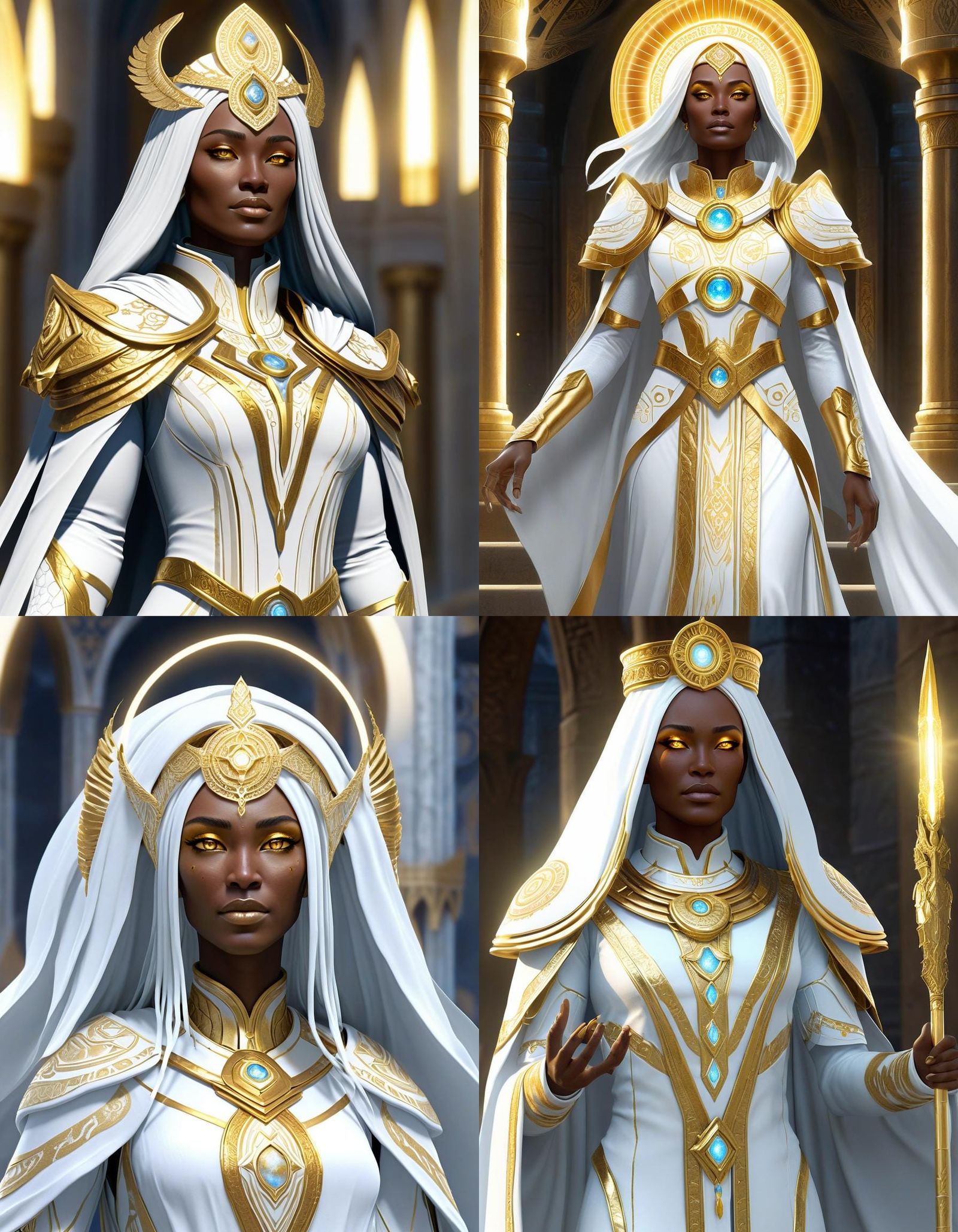 Radiant Aasimar Cleric in Sacred Temple