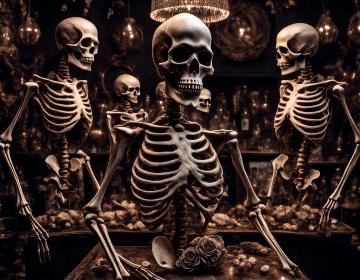 Skeleton Bartender at Danse Macabre Ball