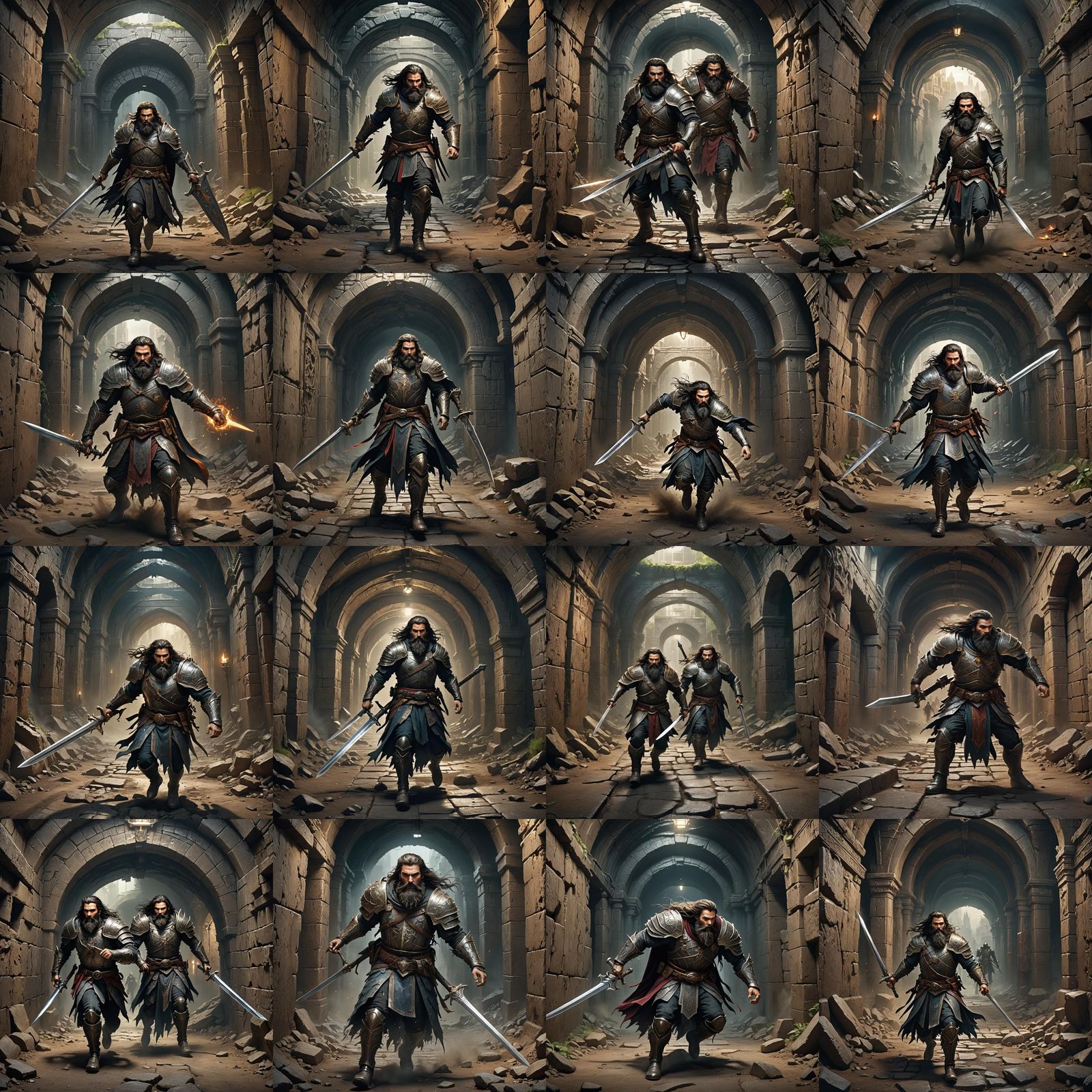 Fantasy King Battles Foes in Underground Tunnel