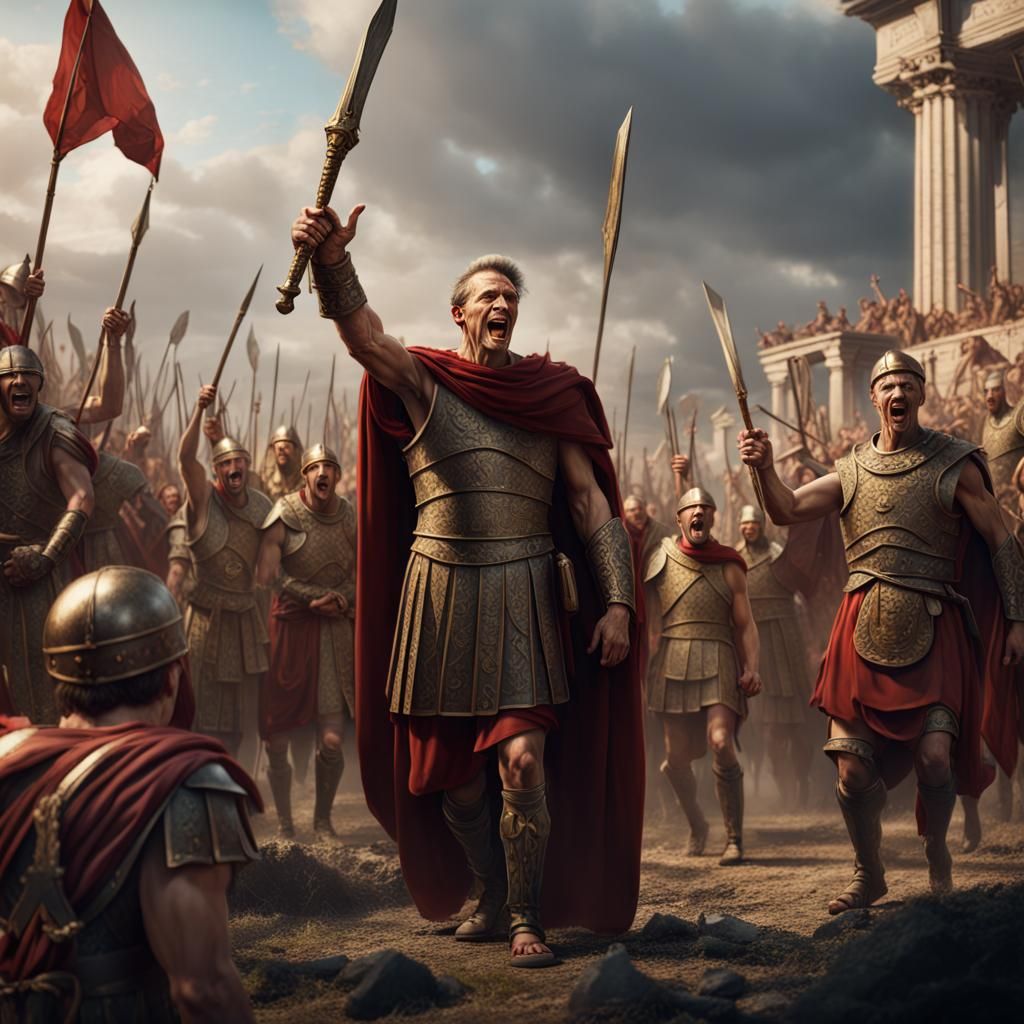Julius Caesar Celebrates Victory: Detailed Matte Painting